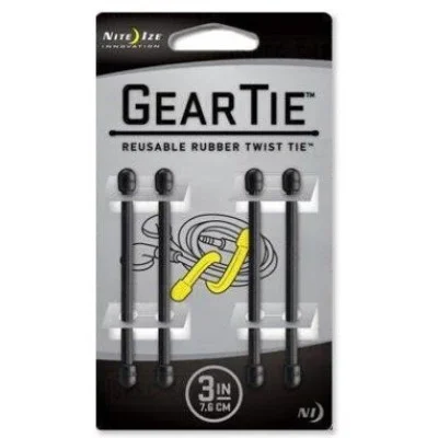 NiteIze Gear Tie&reg; Reusable Rubber Twist Tie 3 in. - 4 Pack